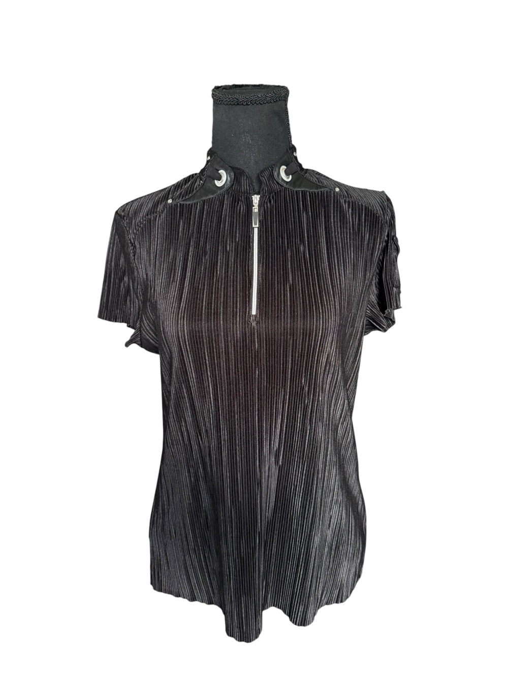 Jamie Sadock Black Pleated Quarter Zip Golf Top Size S Y2K Sport Luxe